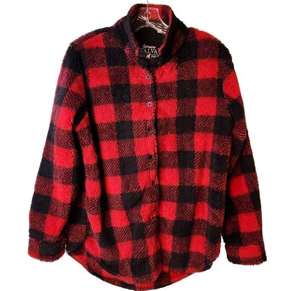 P.J. Salvage Jackets & Blazers - P.J. SALVAGE Genuine Cabin Fever Women's Size Medium Button Front Red Black Plai